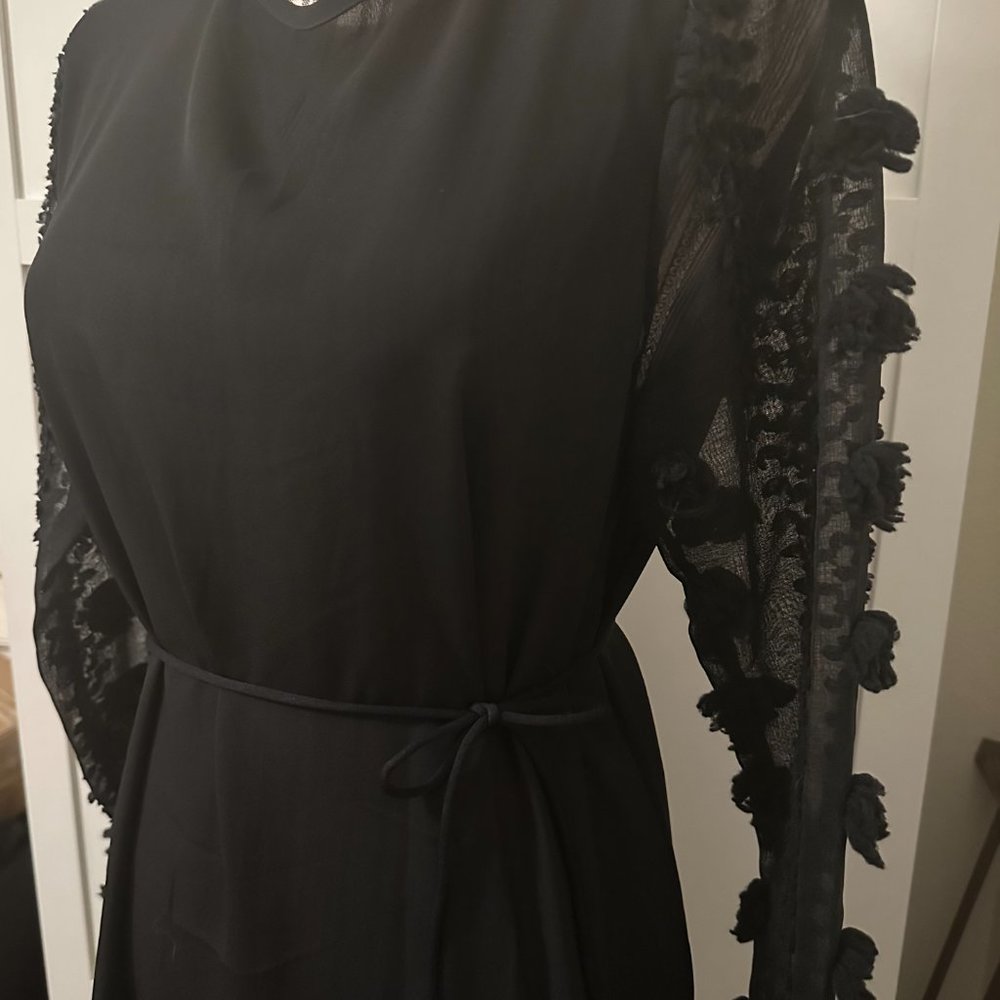 Black Long Sleeve Midi Dress